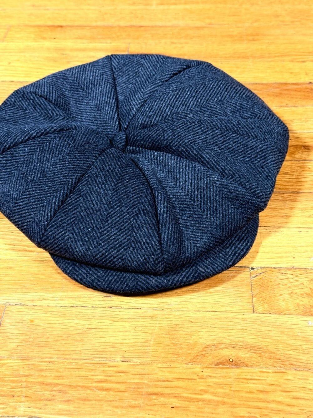 Men’s Wool Blend Herringbone Newsboy Cap M/L 8 Panel Gatsby Cabbie Hat